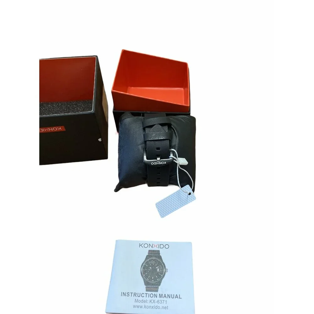 KONXIDO KX-6329 Mens Waterproof Watch With‎ Genuine Leather Band & Chronograph